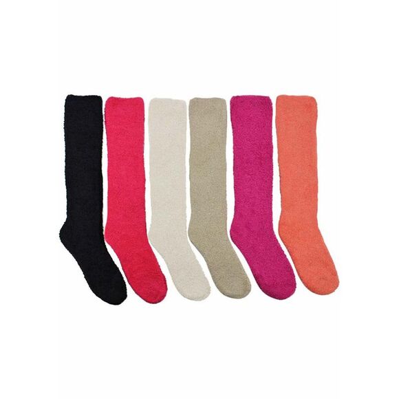 Solid Color Assorted 6-Pack Knee High Fuzzy Socks - Picture 5 of 6